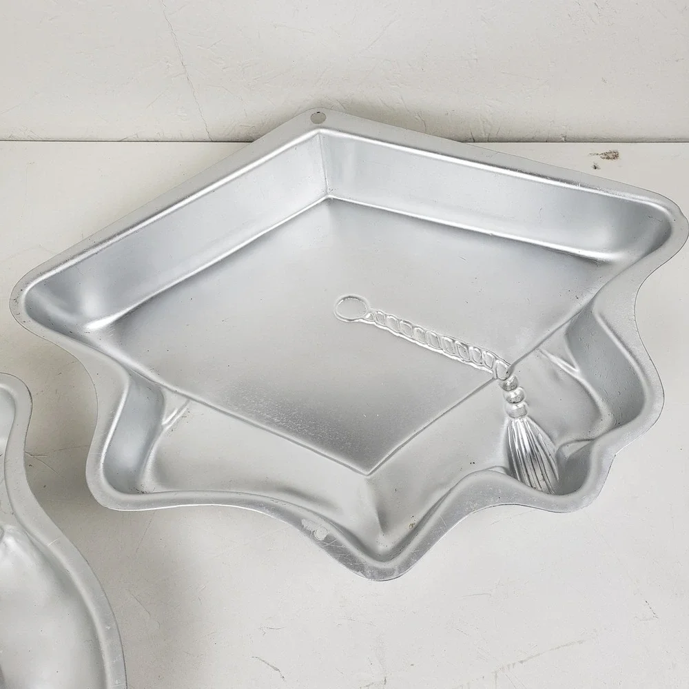 Wilton Graduation Cake Pan Set Mortarboard Cap 2105-2038 Smiley Face 2105-2073